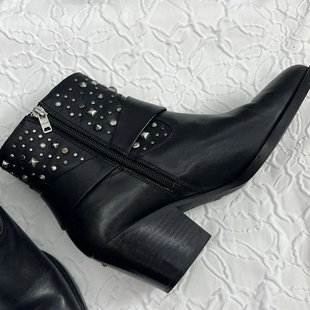Coach Black Studded Ankle Booties - Picture 5 of 10